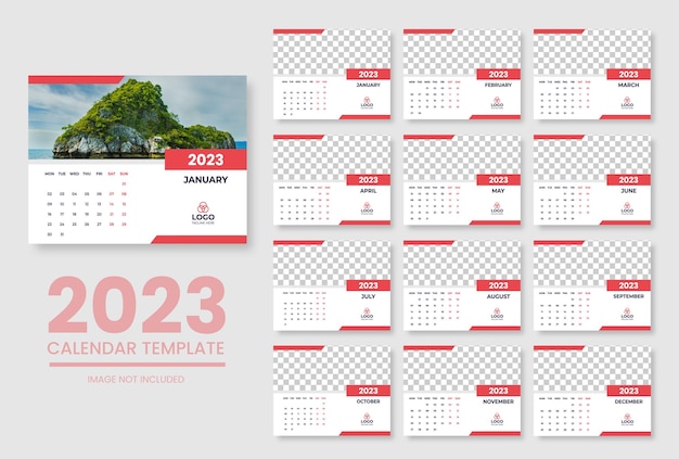 Kostenloser Vektor 2023 saubere kalendervorlage für das neue jahr