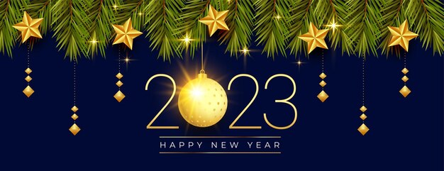 2023 Silvester-Banner mit Weihnachtsdekoration