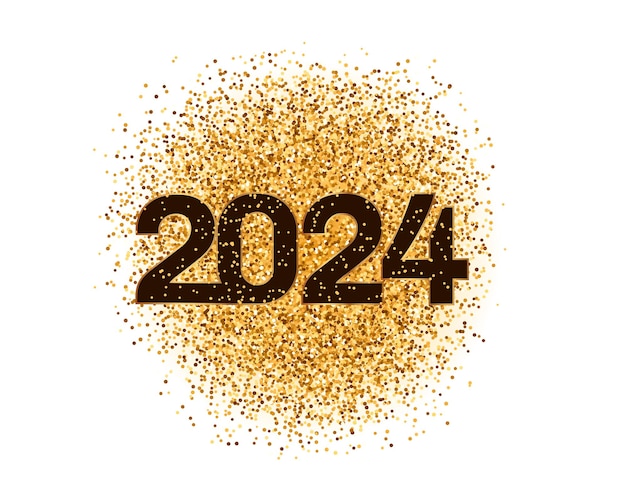 2024 neujahrsfeier hintergrund mit goldenem glitzernden effektvektor