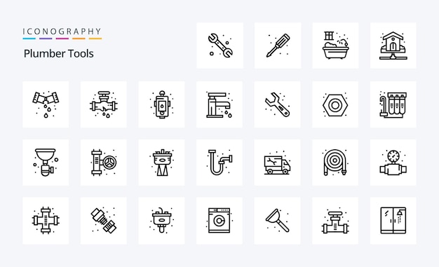 25 Klempner-Linie-Icon-Pack Vektor-Icons-Illustration