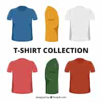 Kostenloser Vektor 2d t-shirt sammlung in verschiedenen farben