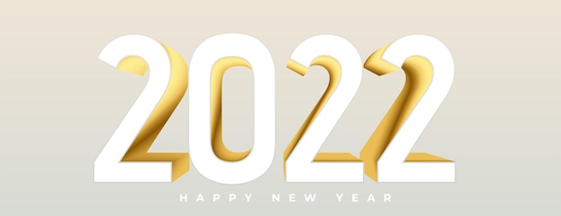 3D 2022 Text in Gold für das neue Jahr