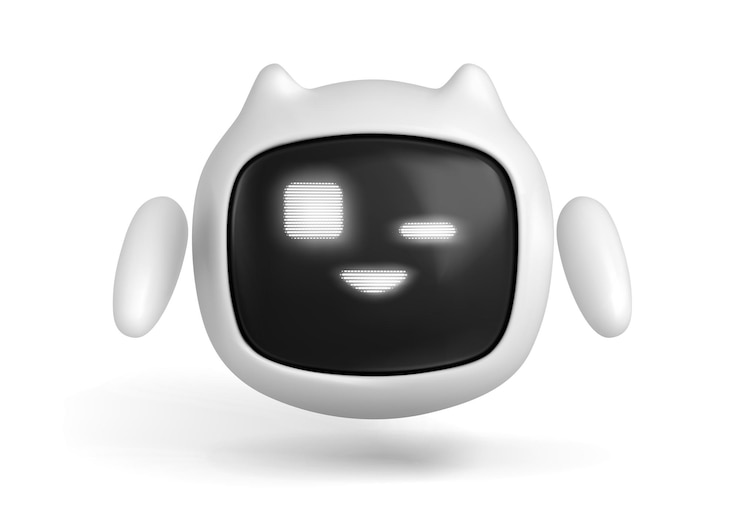 Kostenlose Vektor 3d-ai-roboter-charakter chat-bot-wink-maskottchen-symbol