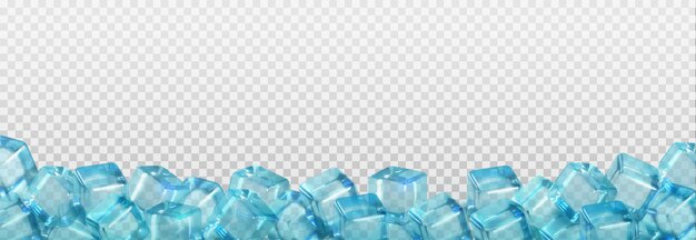 3D-Eiswürfel-Untergrenze isolierter Hintergrund Realistischer eingefrorener Wasser-Getränk-Quadratrahmen Wintergletscher-Stapel von frostigen Getränken Werbebanner-Überlagerung Vorlage Frische durchsichtige Eiswürfel-Gruppenoberfläche