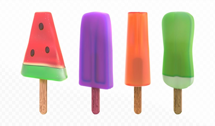Kostenlose Vektor 3d-gefrorene eiscreme-popsicle-leckereien