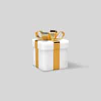 Kostenloser Vektor 3d-geschenkbox mit goldenem band