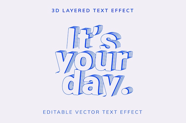 Kostenloser Vektor 3d geschichteter bearbeitbarer vektortexteffekt