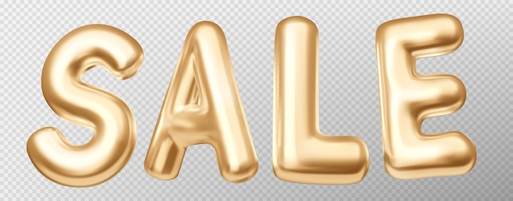 Kostenlose Vektor 3d-gold-verkaufsshop-vektor auf transparentem hintergrund