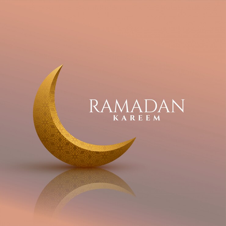 Kostenlose Vektor 3d golden moon ramadan kareem hintergrund