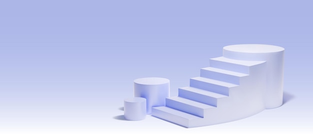 3d-lila-treppe-podium-render für die produktausstellung