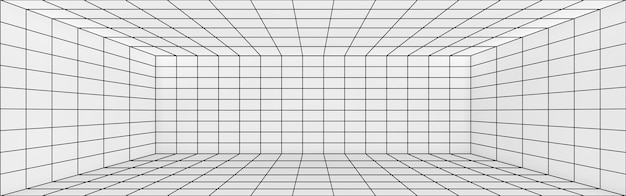 Kostenloser Vektor 3d-perspektive des wireframe-raumhintergrunds