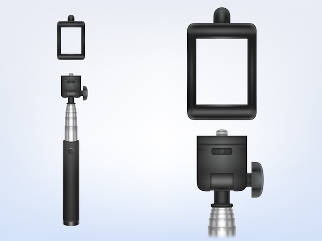 3d realistisch Einbeinstativ für Smartphone, Handyhalter für Foto, Selfie-Stick.