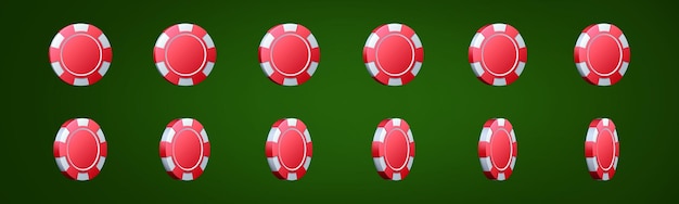 Kostenloser Vektor 3d roter casino-club-pokerchip-rotationsvektor
