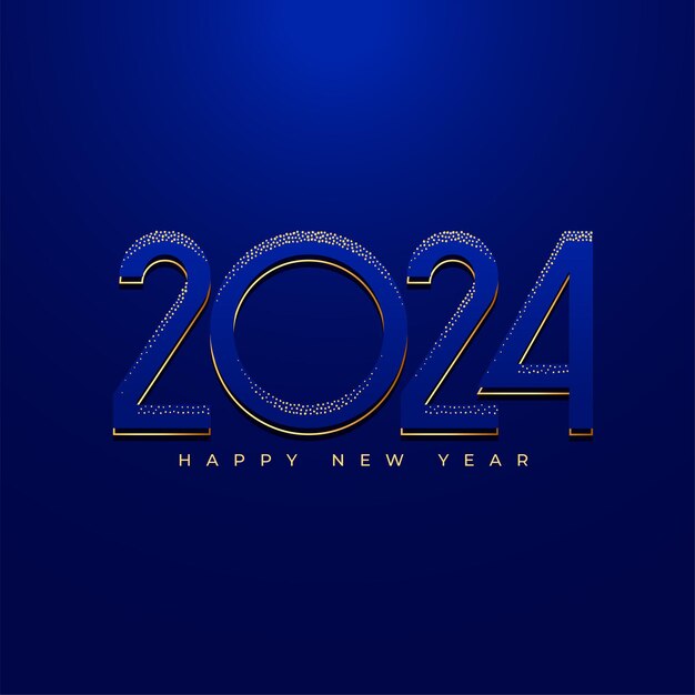 3D-Stil 2024 Neujahrsgruß Hintergrunddesign Vektor