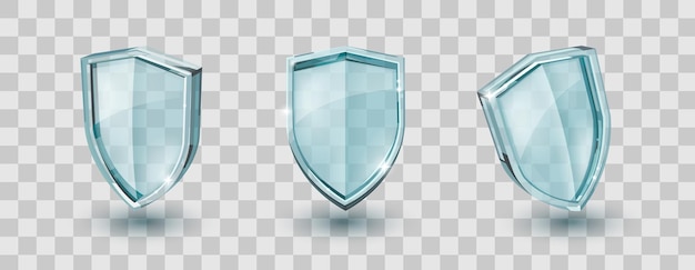 3D-transparentes Glas schützt Schild isolierte Ikone