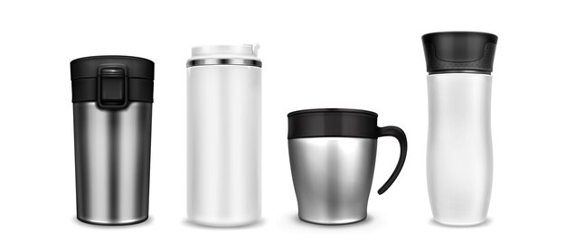 3D-Tumbler-Cup-Mockups, die auf Weiß isoliert sind