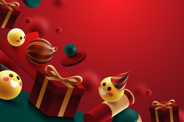 3D-Weihnachtshintergrund mit Emojis