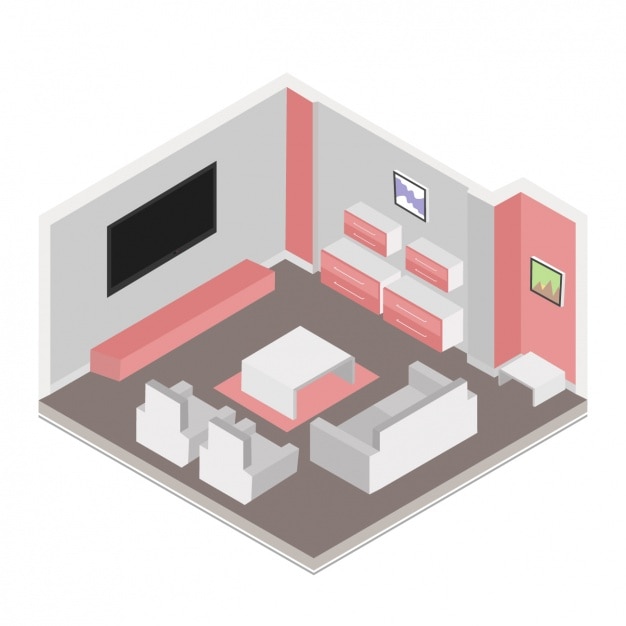 Kostenloser Vektor 3d wohnzimmer design