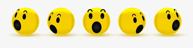 Emoji Kollektion Die Auf Gelb Extremen Schock Zeigt Premium Vektor
