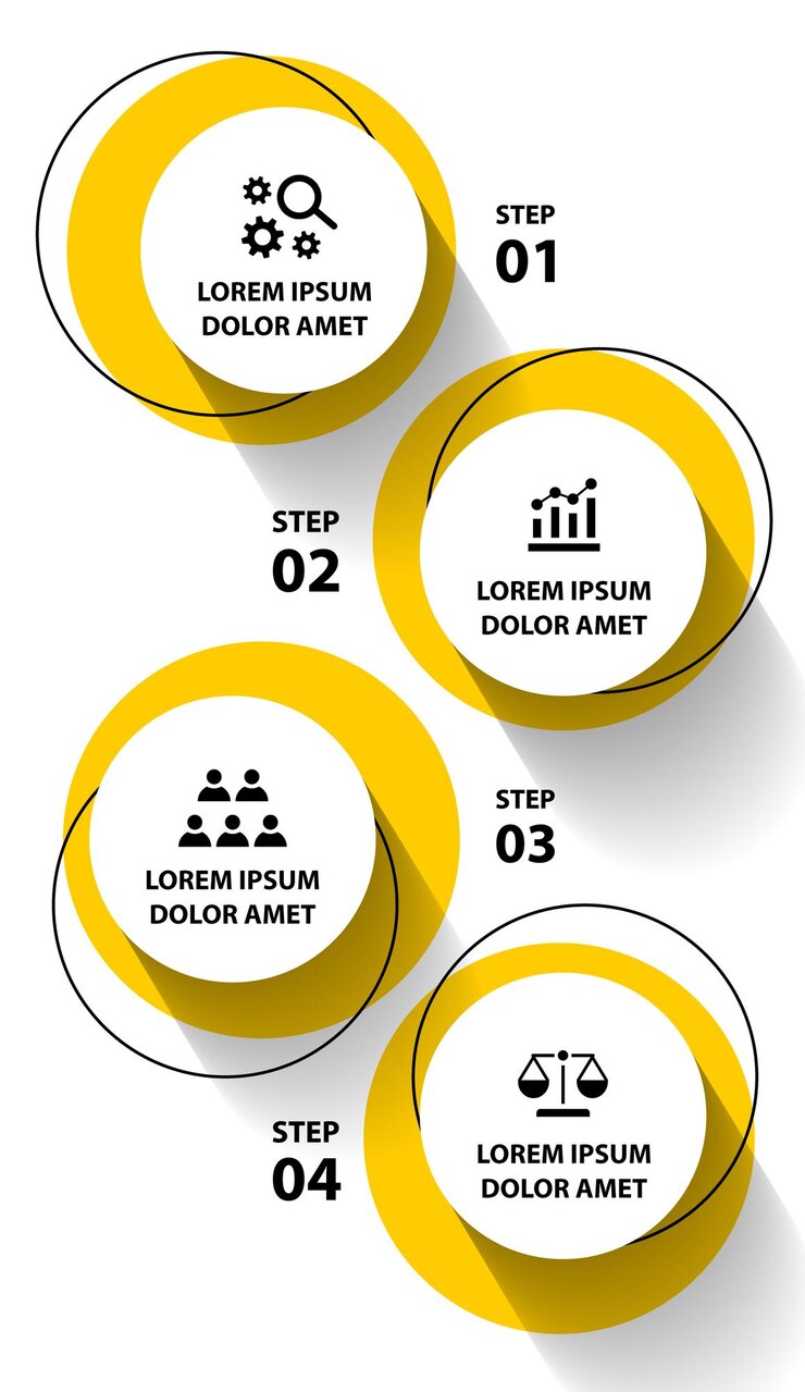 4-Schritte-Infographik-Flowchart-Design-Vorlage