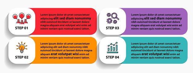 4-Schritte-Infographik-Flowchart-Design-Vorlage