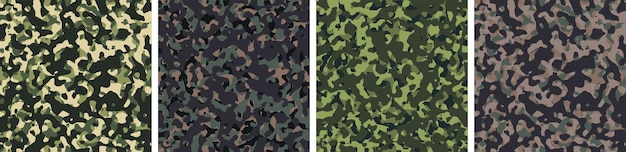 4 Tarnung Hintergrund Set Pattern Design Vector Illustration Armee-Kulisse