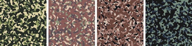 4 Tarnung Hintergrund Set Pattern Design Vector Illustration Armee-Kulisse