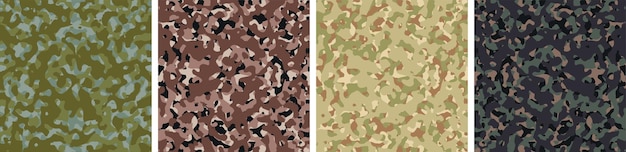 4 Tarnung Hintergrund Set Pattern Design Vector Illustration Armee-Kulisse