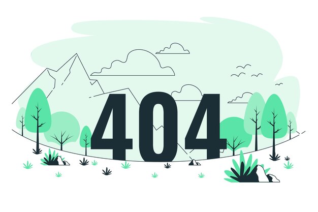 404-Fehler mit einer Landschaftskonzeptillustration