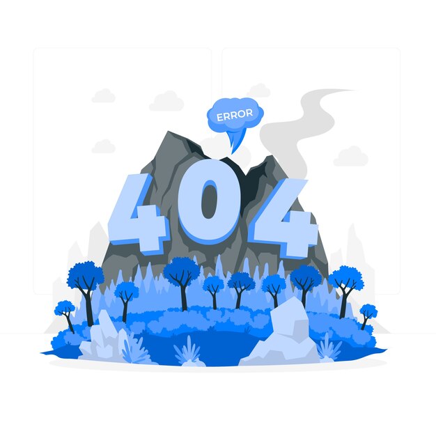 404-Fehler mit einer Landschaftskonzeptillustration
