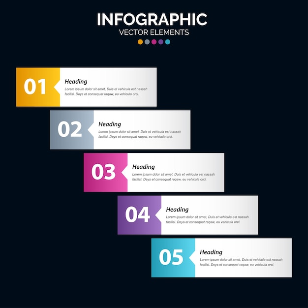 Kostenloser Vektor 5 schritte infografik-designvektor und marketing können für das workflow-layout verwendet werden vektorillustration