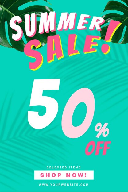 50 % Rabatt auf Werbung für den Vektor-Sommerschlussverkauf