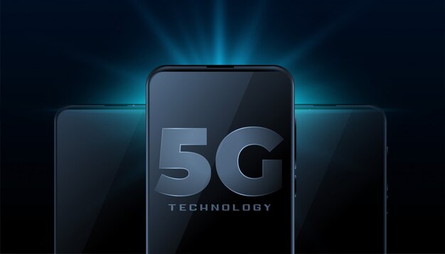 5g drahtlose Internet-Technologie mit realistischem Smartphone-Handy