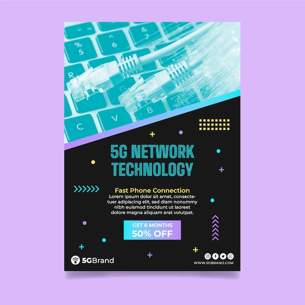 Kostenloser Vektor 5g flyer vertikale vorlage