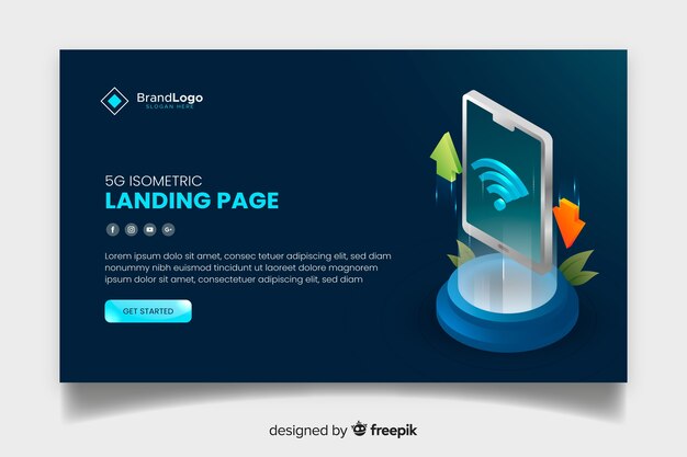 5g moderne Landingpage im isometrischen Design