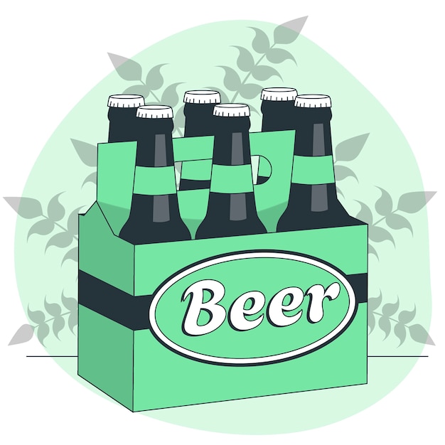 Kostenloser Vektor 6 pack-bierkonzept-illustration