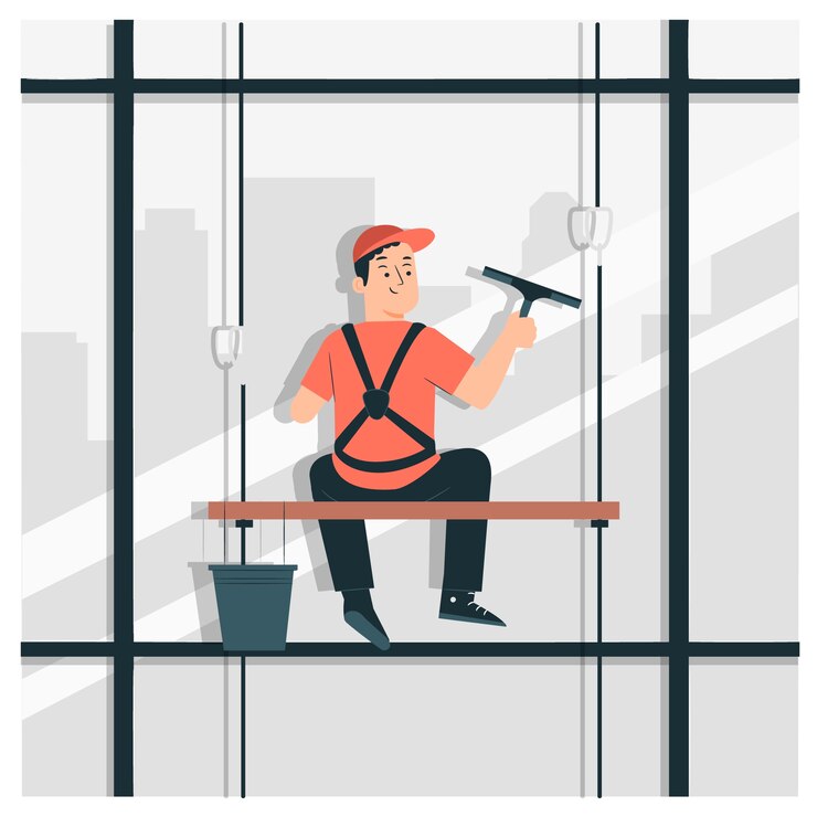 Kostenlose Vektor abbildung des fensterwascherkonzepts