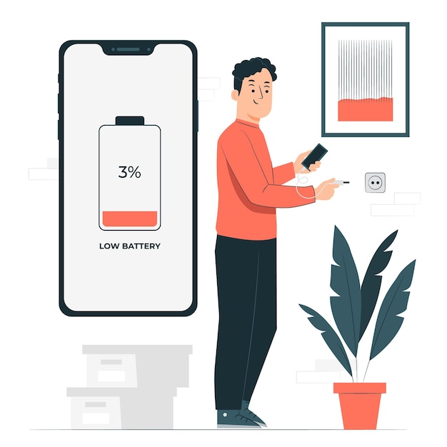 Kostenloser Vektor abbildung des konzepts für schwache batterie