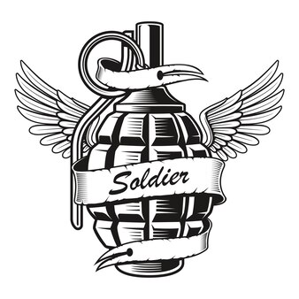 Abbildung einer granate mit flügeln kann als t-shirt-design verwendet werden