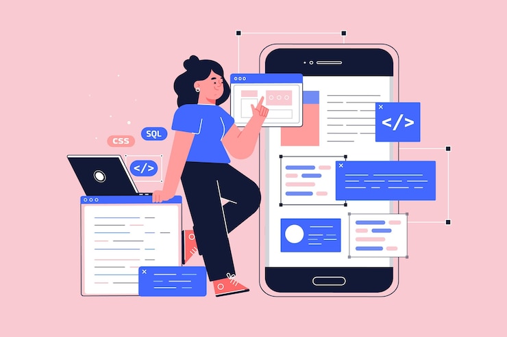 Kostenlose Vektor abbildung zur app-entwicklung