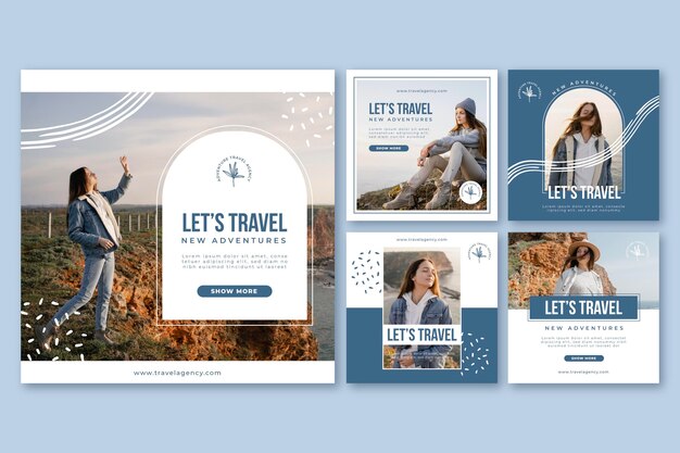 Abenteuer Instagram Posts Sammlung mit Foto