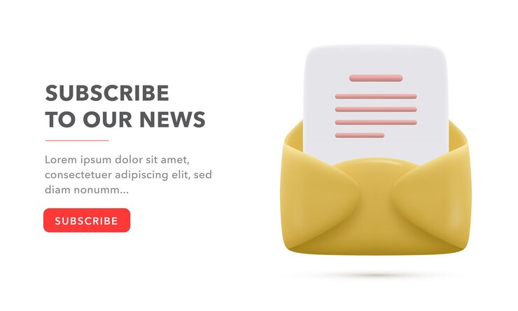 Abonnieren Sie jetzt unseren Newsletter. UI-Design mit Textfeld und Schaltflächenvorlage zum Abonnieren.