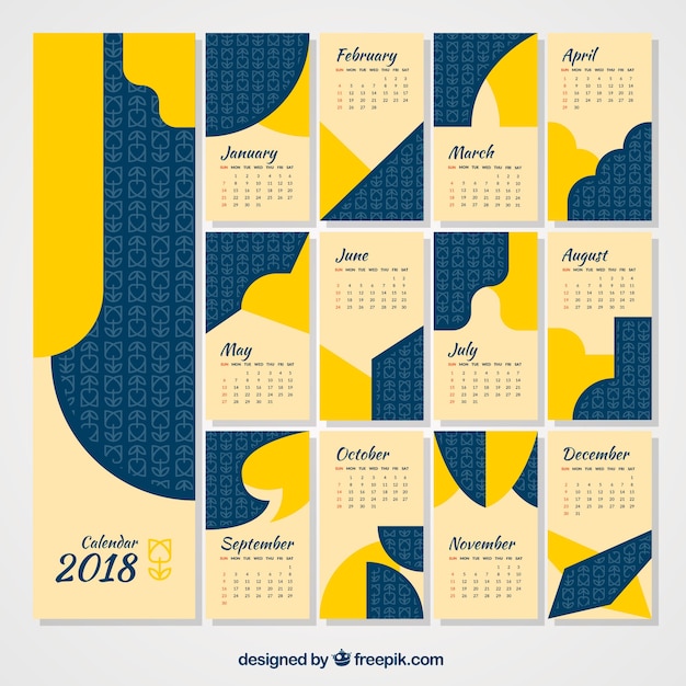 Abstract kalender 2018 pack im flachen design