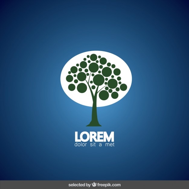 Kostenlose Vektor abstract logo baum mit runden blättern