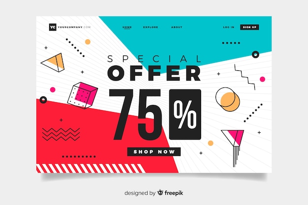 Abstract Sales Landing Page mit 75% Angebot