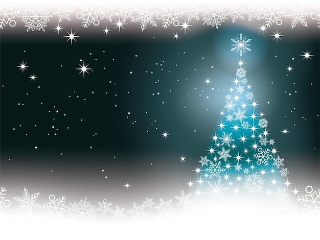 Kostenloser Vektor abstrakt, winterbilder, vektor, seamless, hintergrund, mit, a, blau, weihnachtsbaum, und, snowflakes.