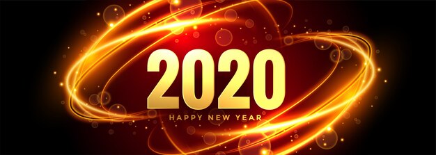 Abstrakte 2020 Neujahr Banner mit Lichtspuren