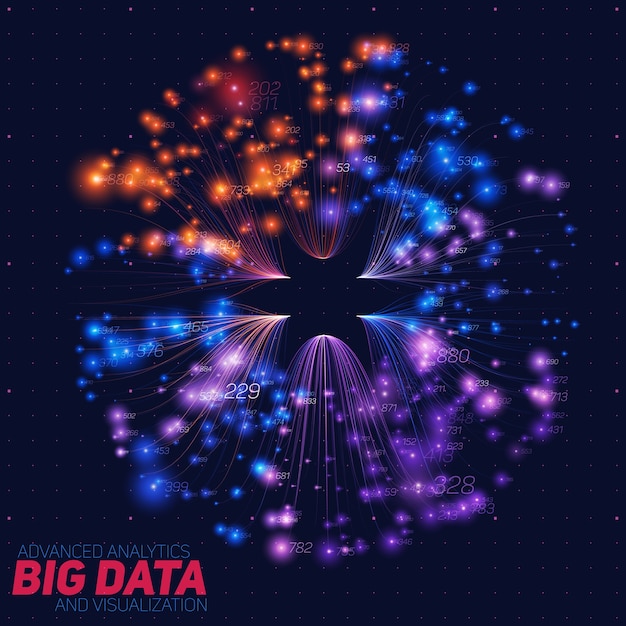 Kostenloser Vektor abstrakte big-data-visualisierung. abstrakte leuchtende bunte strahlen.