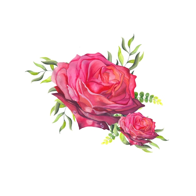 Abstrakte Blumen-Blumenstrauß-Rosa-Grün-Aquarell-Hintergrund-Illustration-hohe Auflösung-freies Foto