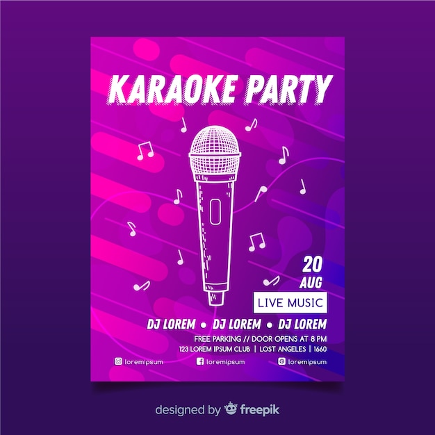 Kostenloser Vektor abstrakte farbverlauf karaoke plakat vorlage